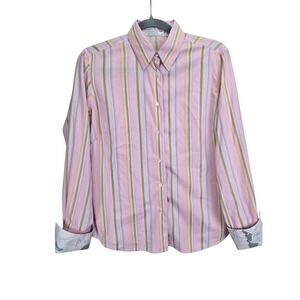 Robert Graham Women Button Shirt Sz 4 Striped Pastel Pink Preppy Legally Blonde